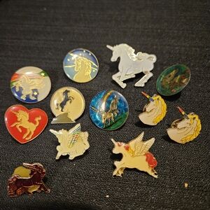Vintage Collectible Enamel Unicorn Pins Lot Of 12